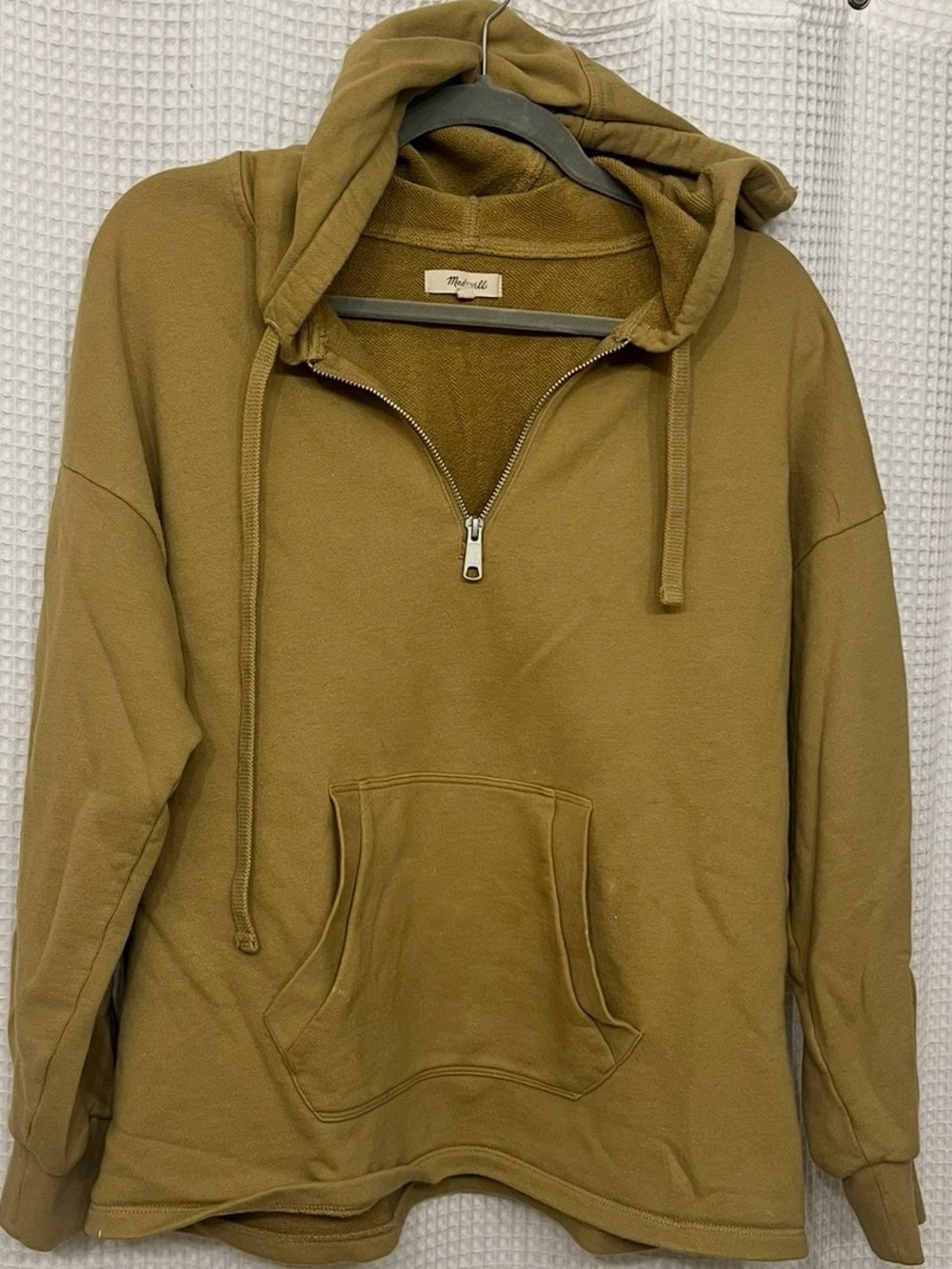 Quarter-Zip Olive/Dijon yellow Hooded Madewell Sweatshirt